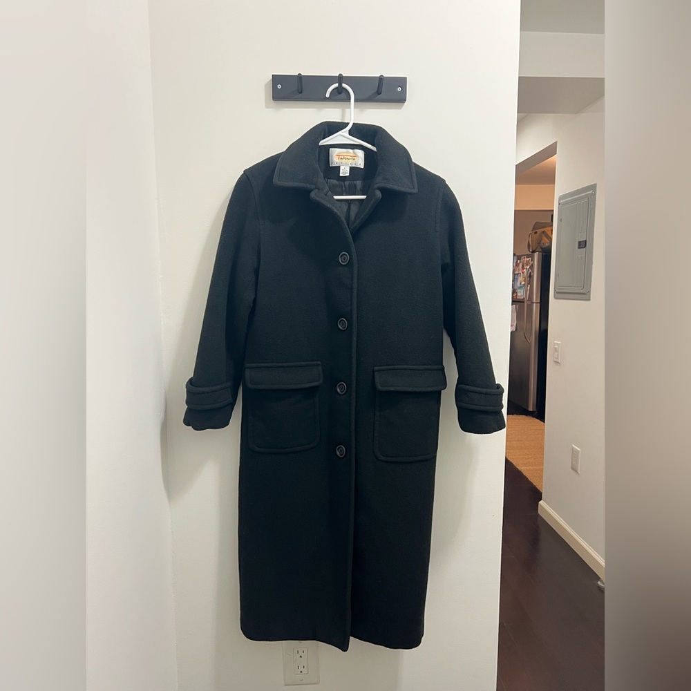 Vintage Talbots long black wool coat